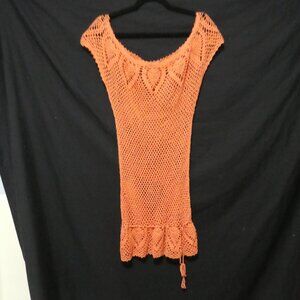 GUESS | large | Sleeveless Scoop Neck Orange Crochet Summer Dress